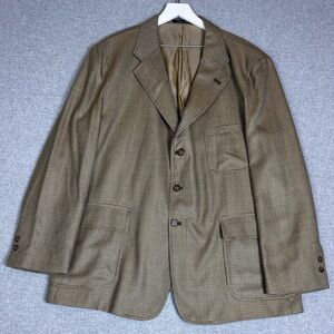 T Harris‎ Blazer Mens XL Checked Wool Silk Sport Coat Jacket Worsteds Pockets